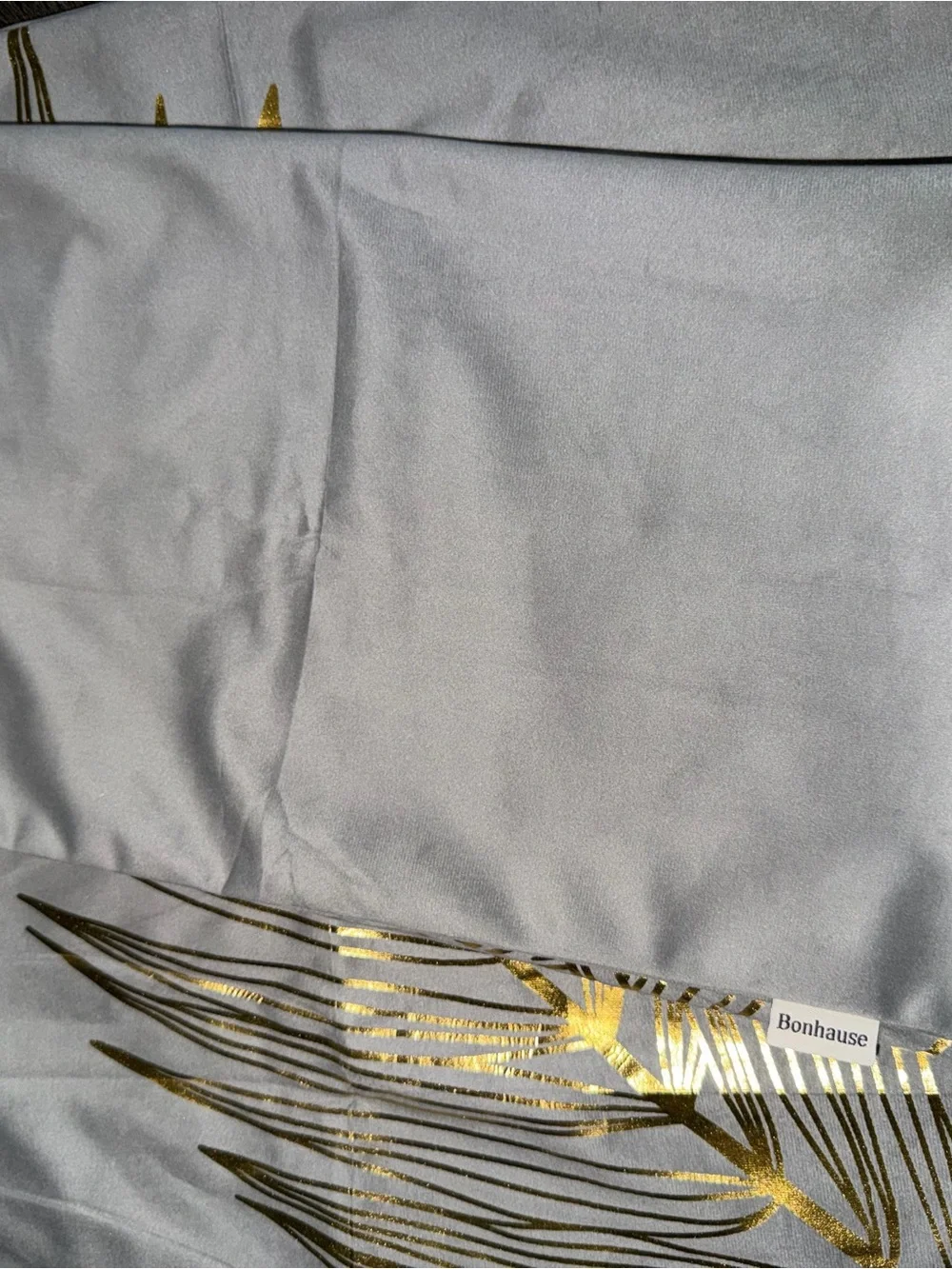 Grey Throw Pillow Covers with Gold Palm Leaf Foil